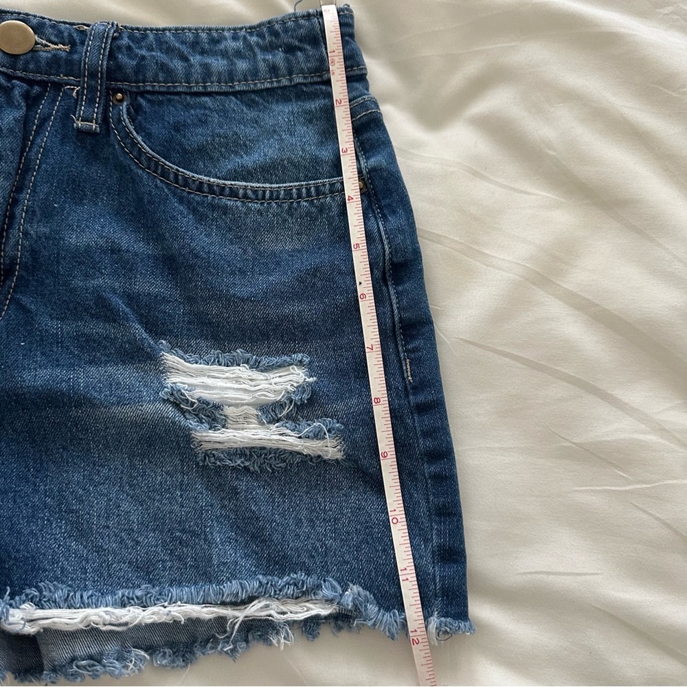Women’s Blue Distressed Jean Shorts - Picture 7 of 9